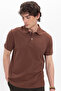 Men's Regular Fit Comfortable Cut 100% Cotton Plain Pique Brown Polo Neck T-Shirt