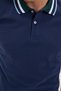 Men's slim fit tight cut 100% cotton navy blue polo neck t-shirt - 5