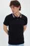 Men's Slim Fit Slim Fit 100% Cotton Black Polo Neck T-Shirt - 3
