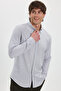 Men's slim fit 100% cotton button-down flannel shirt in gray - 4