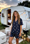 Teen Navy Blue Cat, Dog and Ribbon/Bow Patterned Viscose Woven Pajama Set Thmss26Pt00106