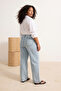 Açık Mavi Yüksek Bel Pens Detaylı %100 Pamuk Non-Stretch Wide Leg/Geniş Paça Jeans TBBSS26CJ00034 - 4