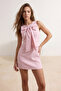 Pink Ribbon Bow Detail Sleeveless Extra Short / Super Mini Lined Party Dress Tprss26El00297 - 2