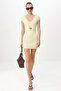 Sarı Bodycon V Yaka Ay Kol Kısa Kollu Mini Soft Touch Örme elbise TWOSS26EL00783 - 4