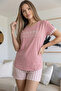 Powder Positive Patterned Bamboo Short Sleeve Shorts Women's Pajama Set - 3
