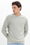 Unisex Standard Fit Regular Cut Long Extra Soft Modal Fabric Crew Neck Green Sweatshirt - 5