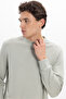 Unisex Standard Fit Regular Cut Long Extra Soft Modal Fabric Crew Neck Green Sweatshirt - 3
