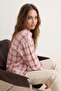 Pembe Ekoseli Oversize %100 Pamuk Gömlek TCTSS26TG00055 - 4