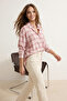 Pembe Ekoseli Oversize %100 Pamuk Gömlek TCTSS26TG00055 - 2