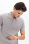 Men's Slim Fit 100% Cotton Short Sleeve Polo Collar Gray T-Shirt - 3