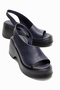 Roy Navy Blue Genuine Leather Women's Wedge Heeled Sandals