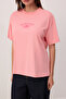 Pink Slogan Oversize Crew Neck Low Sleeve Short Long 100% Cotton Knitted T-Shirt Twoss26Ts00201 - 3
