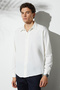 Oversize Seasonal Linen Textured Loose Fit Long Sleeve Comfortable Men's White Shirt