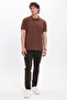 Men's Regular Fit Comfortable Cut 100% Cotton Plain Pique Brown Polo Neck T-Shirt - 2