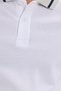 Men's Slim Fit Slim Fit 100% Cotton Plain Piqué Collar and Sleeve Detail White Polo Collar T-Shirts - 5