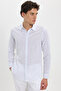 Men's Slim Fit Slim Fit Long Sleeve 100% Cotton Linen Texture Striped Shirt - 8