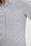 Men's slim fit 100% cotton button-down flannel shirt in gray - 5