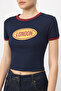 Lacivert Fitted/Vücuda Oturan Baskılı Kısa Kollu İnterlok Örme T-shirt TWOSS26TS00268 - 5