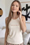 Cream Wild at Heart Patterned Women's Knitted Pajama Set with Zero Sleeve Shorts - 6
