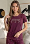 Plum Good Energy Patterned Bamboo Short Sleeve Women's Shorts Pajamas Set - 6