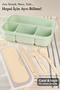 4 Compartment Food Container - Diet Lunch Box with Fork and Spoon Lunch Box Green - 2