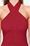 Kırmızı Boyundan Bağlamalı Fitted/Vücuda Oturan Esnek Örme Bluz TWOSS24BZ00459 - 8