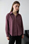 Bordo Oversize Çizgili Gömlek TCTSS26TG00045 - 3