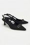Women's Black Buckle Detail Pointed Toe Open Back Thin Short Heeled Shoes - 2