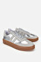 Women's grey silver metallic lace-up sneakers - 2