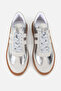Women's grey silver metallic lace-up sneakers - 6