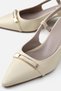 Women's Light Yellow Pointed Toe Gold Buckled Open Back Stiletto Heel U Shoes - 4