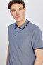 Men's Shrink-Resistant Cotton Fabric Regular Fit Comfortable Cut Navy Blue Roll-Free Polo Collar T-Shirt with Pockets - 6