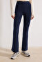 Lacivert Fırçalı Soft Kumaş Flare/İspanyol Paça Örme Spor Tayt THMSS26TY00016 - 3