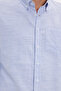 Men's Slim Fit Slim Fit 100% Cotton Button Collar Striped Long Sleeve Pocketed Linen Effect Blue Shirt - 5