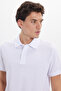 Men's Regular Fit Comfortable Cut 100% Cotton Plain Pique White Polo Neck T-Shirt - 3