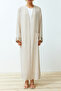 Stone Embroidery Detailed Long Woven Cap & Ferace & Abaya TCTSS24KF00005 - 4
