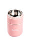 Stainless Steel Round 2-Tier Food Carrying Container with Plastic Spoon 710ml - 2