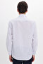 Men's Regular Fit Classic Cut Oversized Long Sleeve 100% Cotton Linen Texture Pocketed Striped Blue Shirt - 6