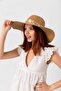Women's Camel Ribbon and Pearl Straw Hat Hsr2071 - 7