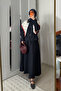 Women's Ornamental Stitching Detail Denim Suit Navy Blue