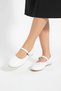 Women's Flats White Banded Belted Lightweight Comfortable Stylish Business Office Daily Shoes - 4