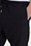 Men's Regular Fit Elastic Waist Lace-Up Jogger Black Trousers Relaxed Fit Side Pockets - 4