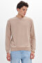 Men's Standard Fit Regular Cut Long Sleeve Extra Soft Modal Fabric Crew Neck Dark Mink Sweatshirt - 7