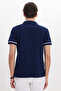 Men's Slim Fit Slim Fit 100% Cotton Plain Pique Zippered Navy Blue Polo Collar T-Shirt - 7