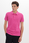 Men's Slim Fit 100% Cotton Short Sleeve Polo Collar Pink T-Shirt