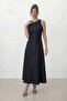 Sleeveless A-Line Midi Denim Dress - 3