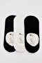 Men's Black-Navy-White 3-Pack Viscose Stretchy Silicone Supported Ballerina Socks - 3