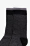 Men's Grey-Black Patterned Single Socks - 3