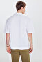 Men's White Cotton Comfort Fit Relaxed Cut Hawaiian Collar Dobby Knitted Shirt - 5
