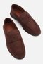 Women's brown suede loafer with stitch detail - 6